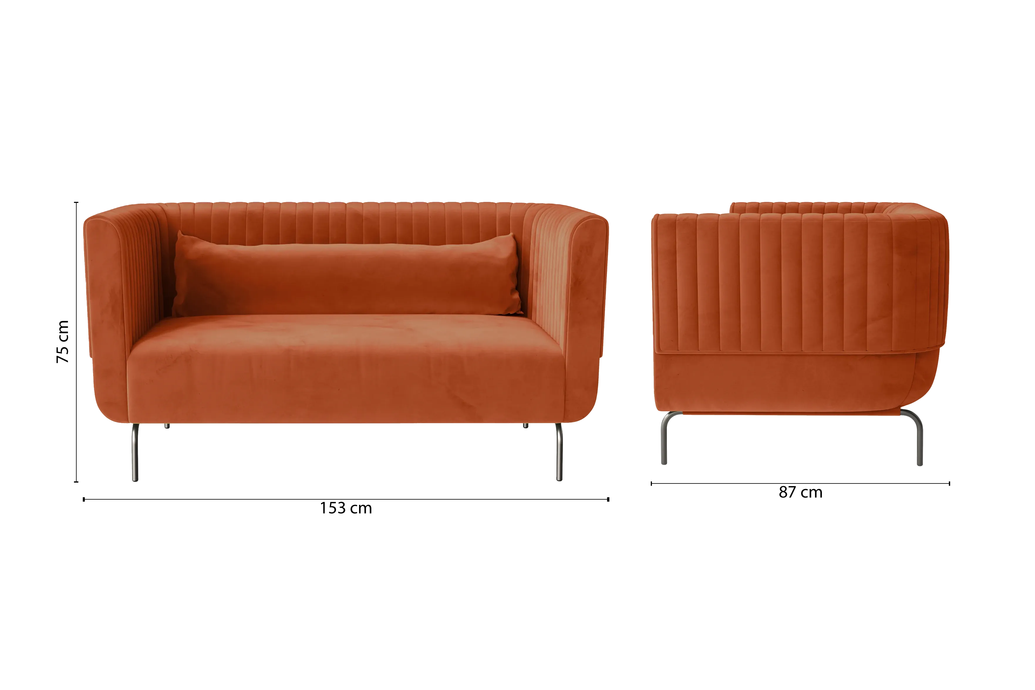 Jackson 2 Seater Sofa Orange Velvet