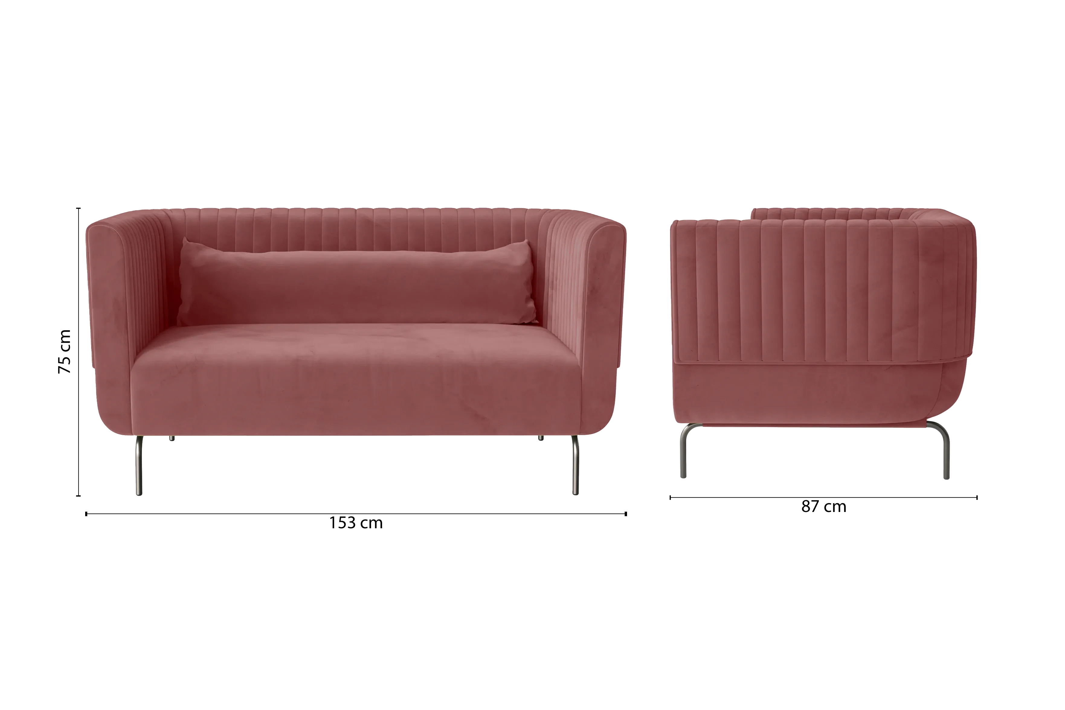 Jackson 2 Seater Sofa Pink Velvet