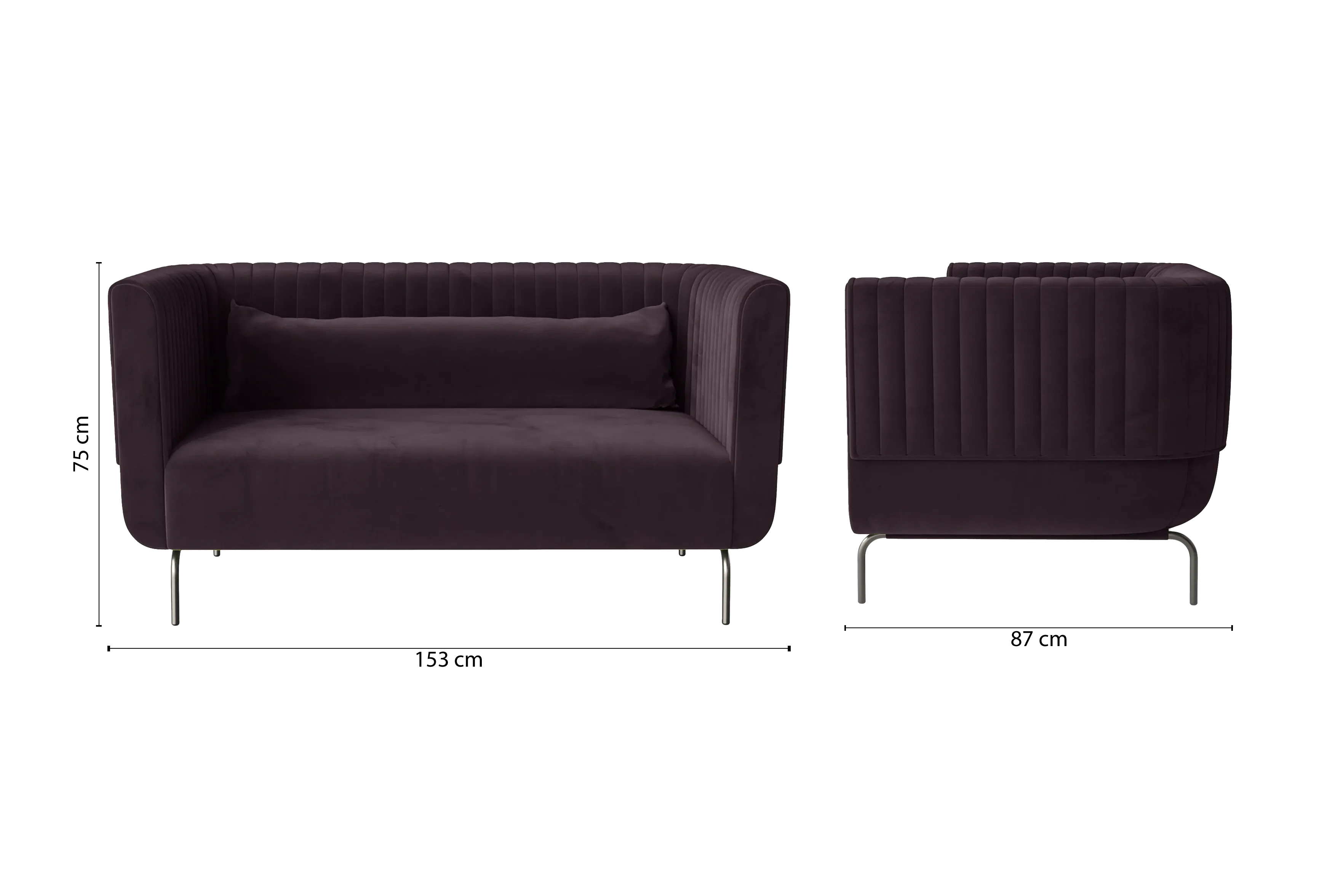 Jackson 2 Seater Sofa Purple Velvet