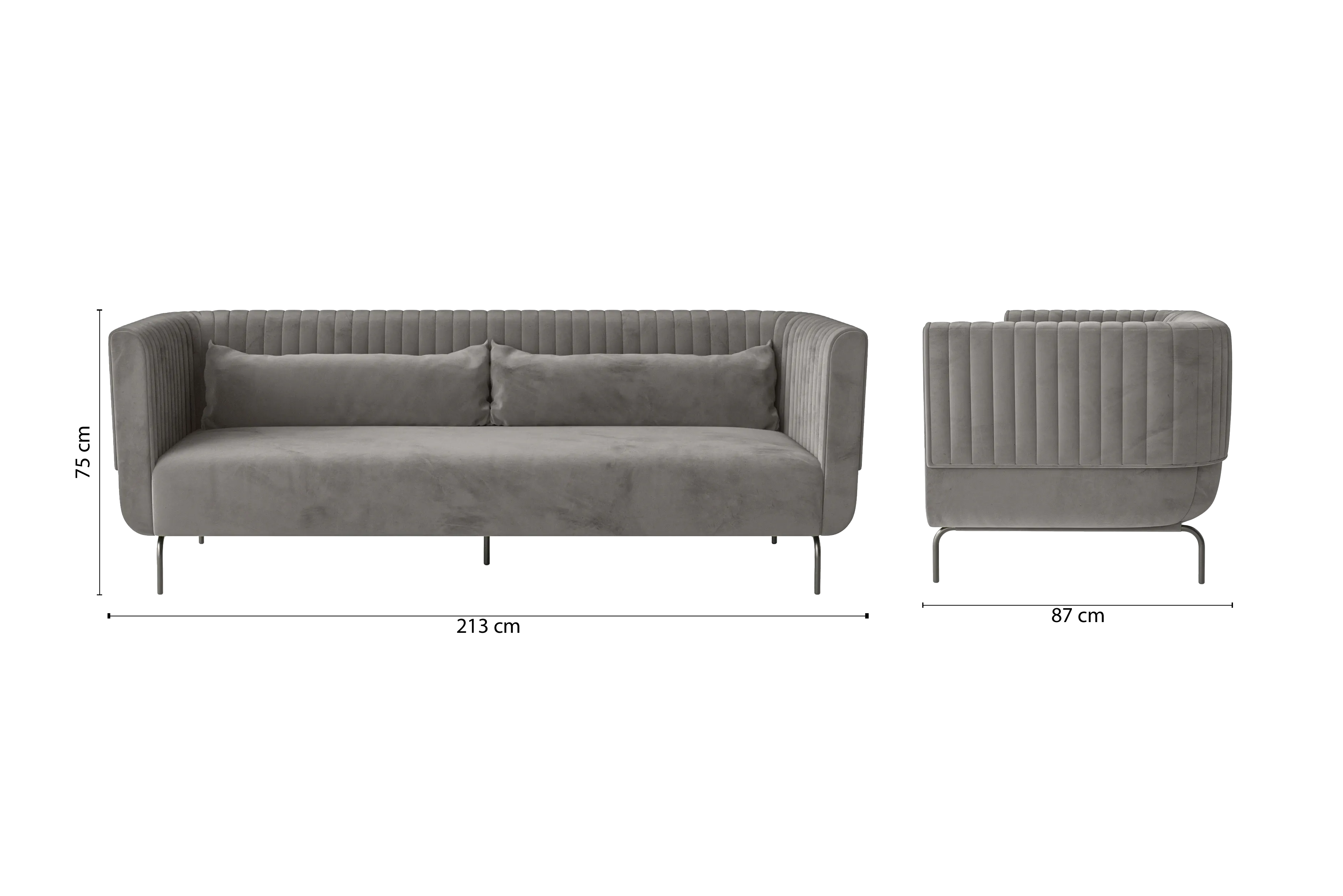 Jackson 3 Seater Sofa Grey Velvet