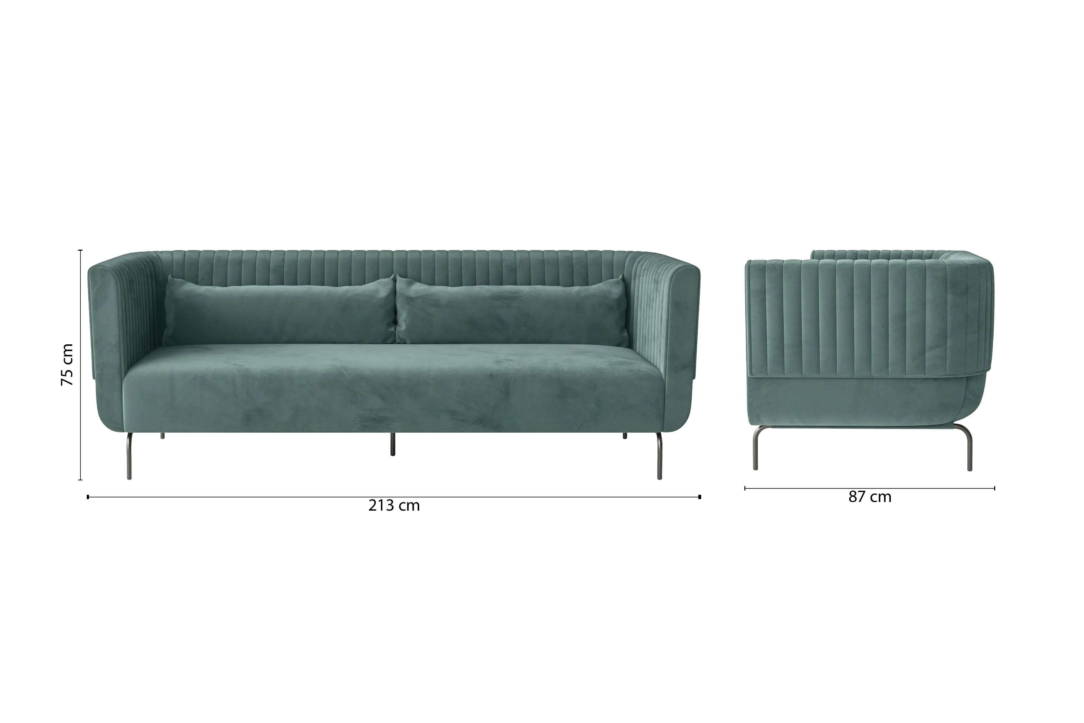 Jackson 3 Seater Sofa Teal Velvet