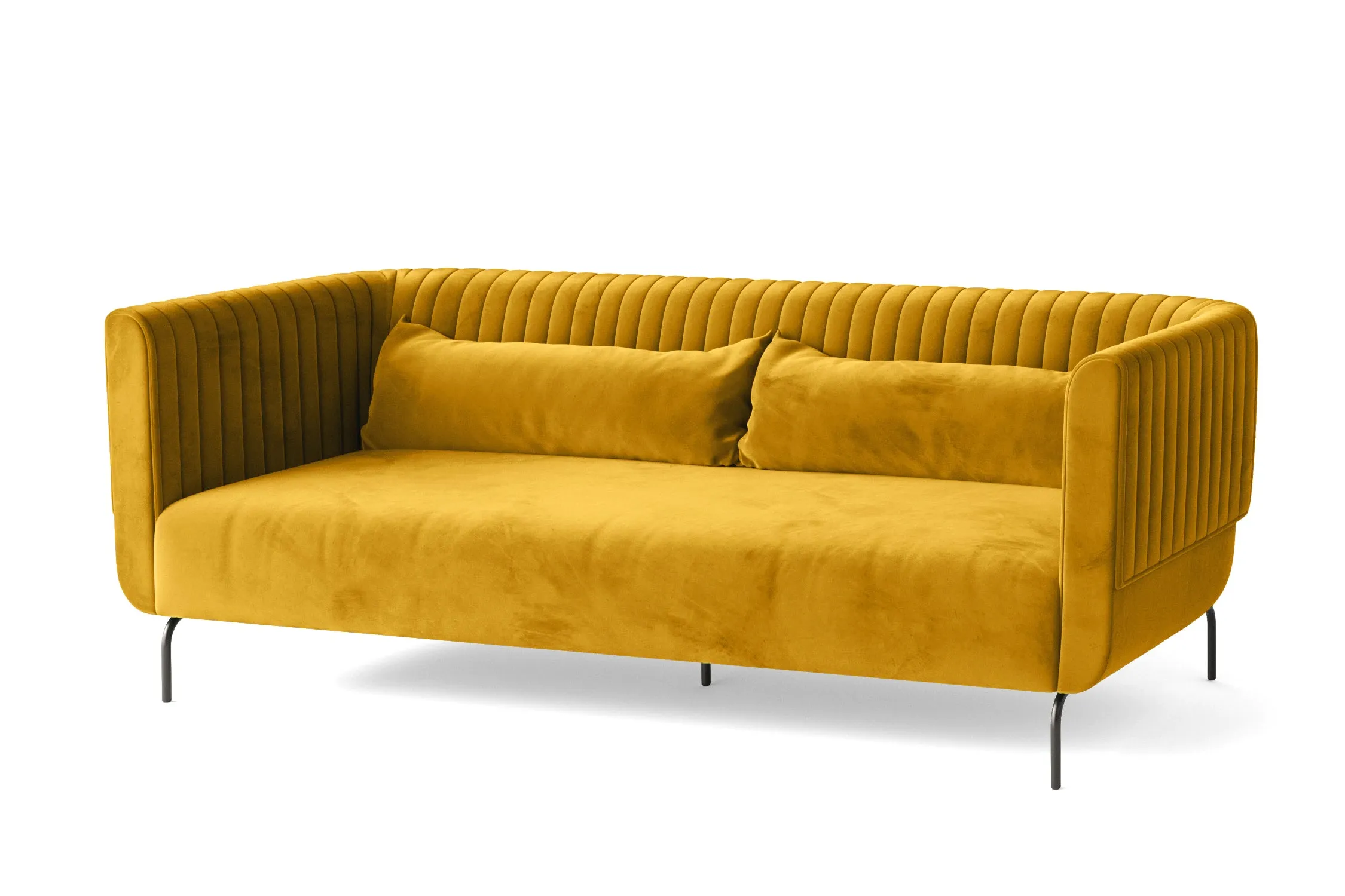 Jackson 3 Seater Sofa Yellow Velvet