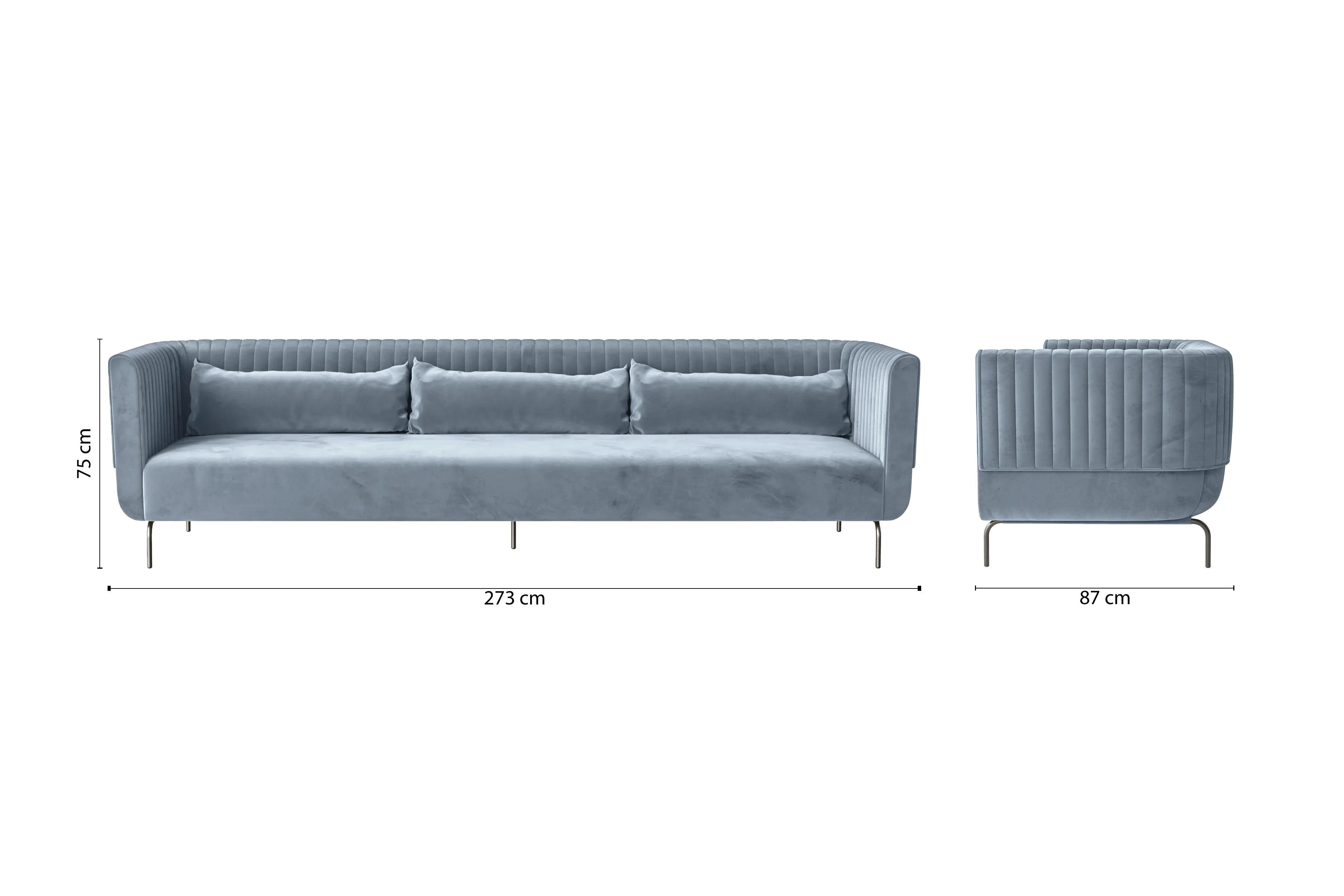 Jackson 4 Seater Sofa Baby Blue Velvet