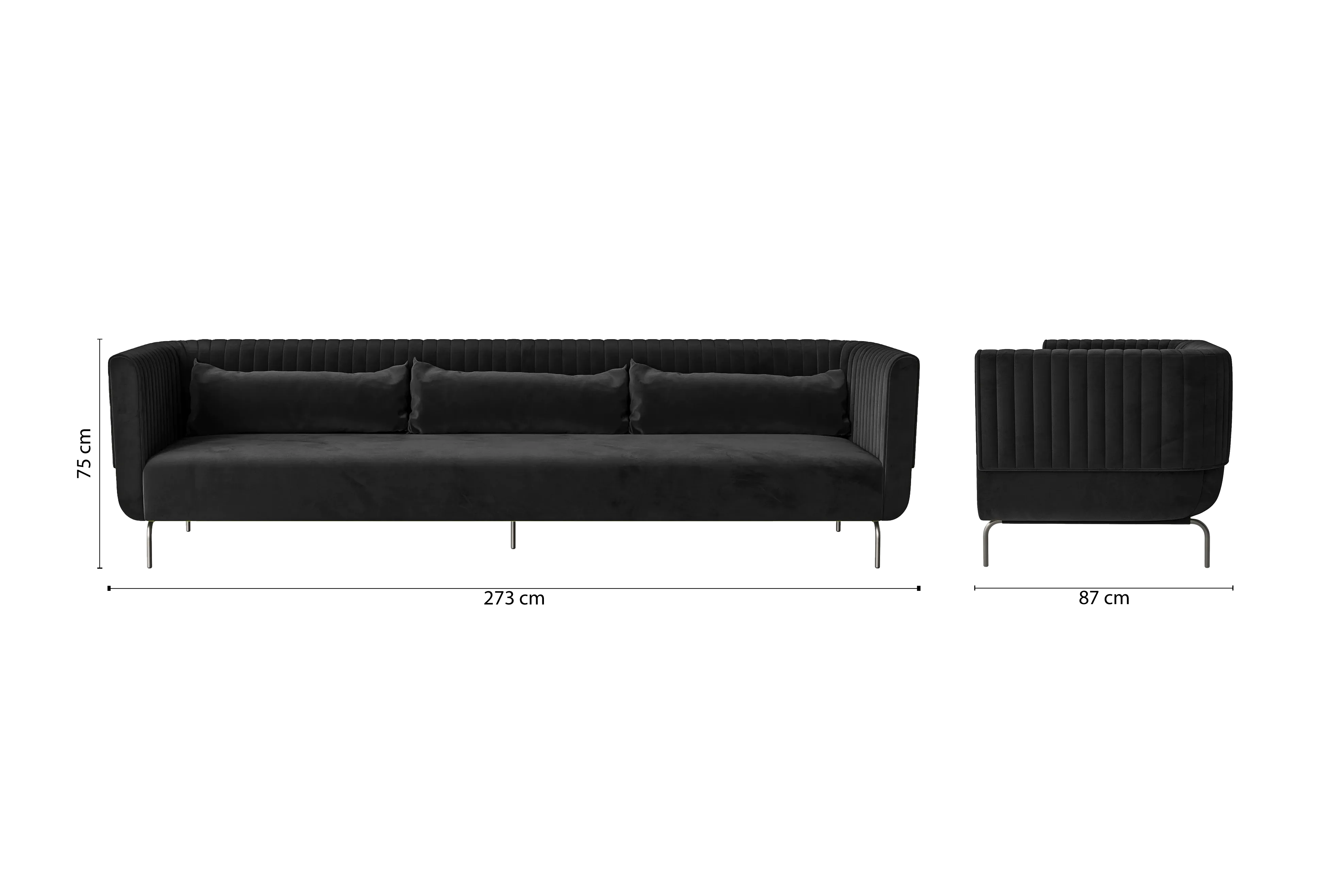 Jackson 4 Seater Sofa Black Velvet