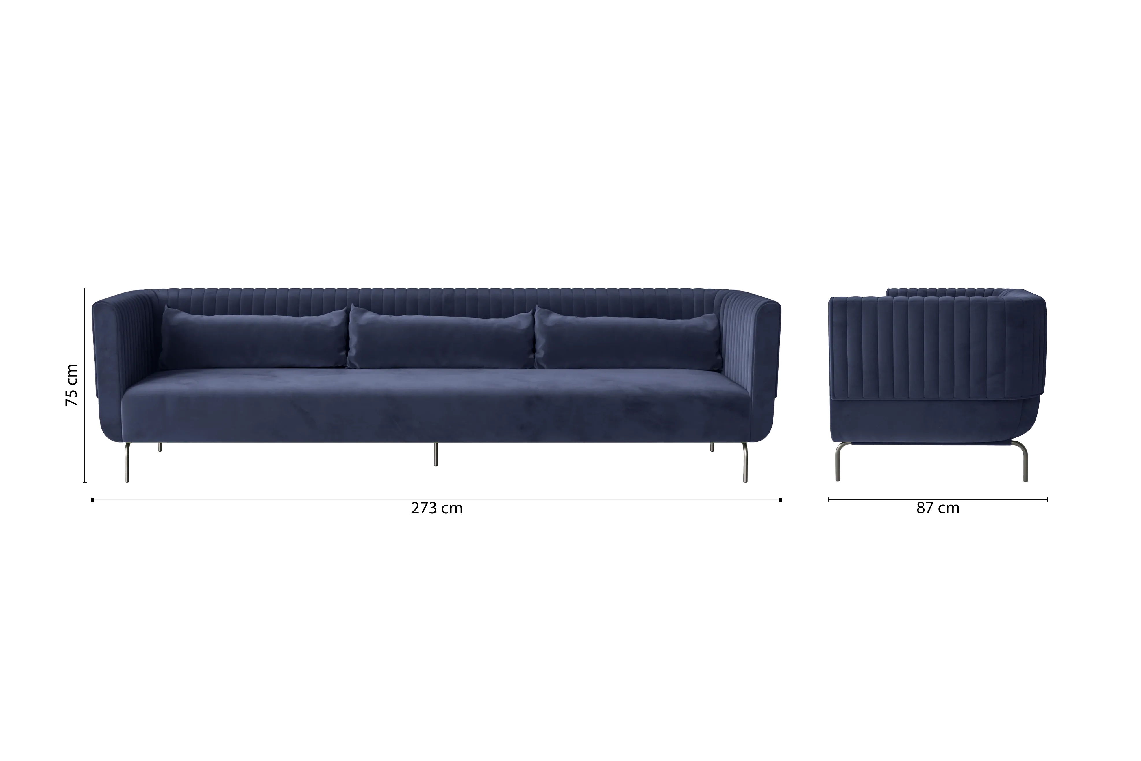 Jackson 4 Seater Sofa Dark Blue Velvet