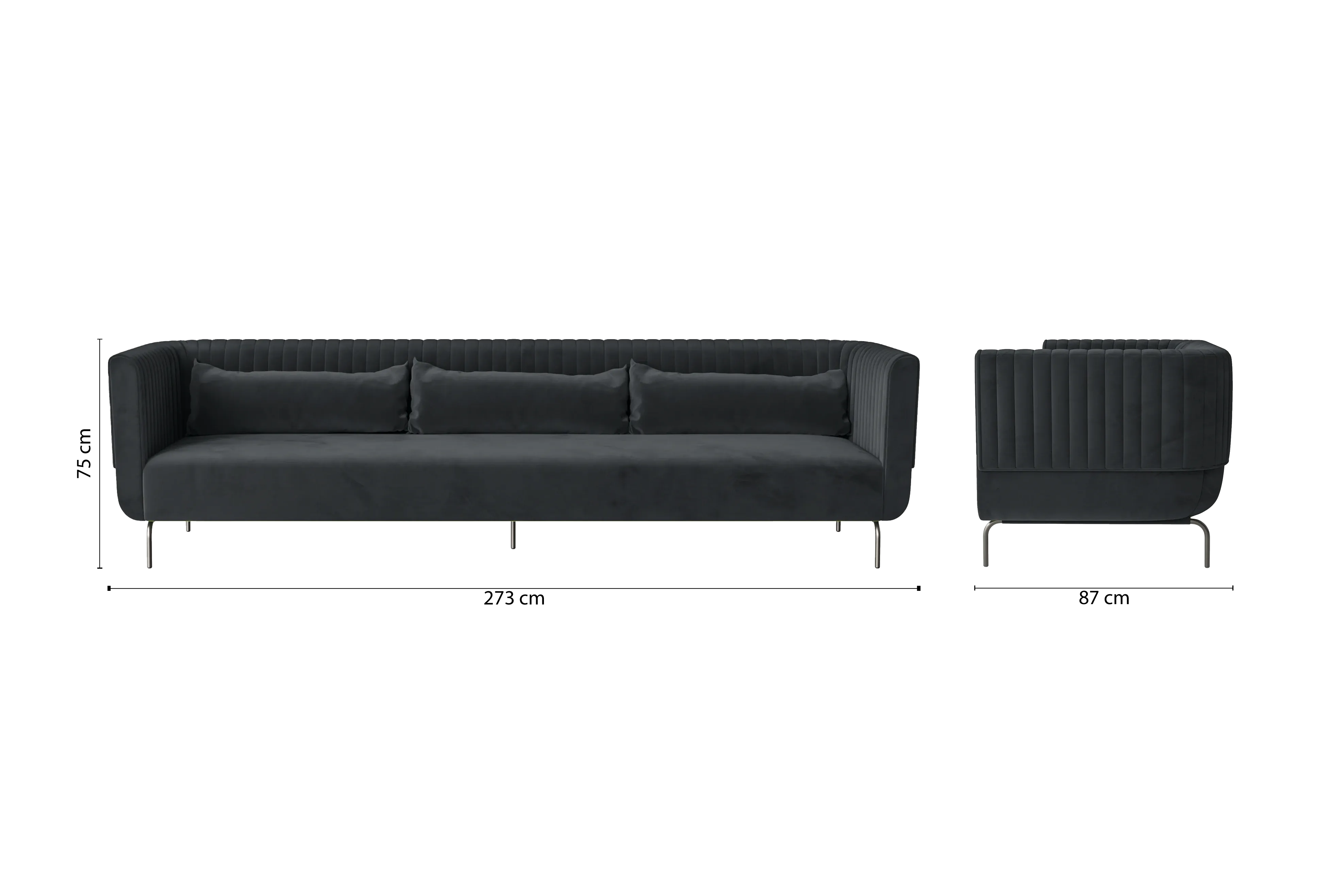 Jackson 4 Seater Sofa Dark Grey Velvet