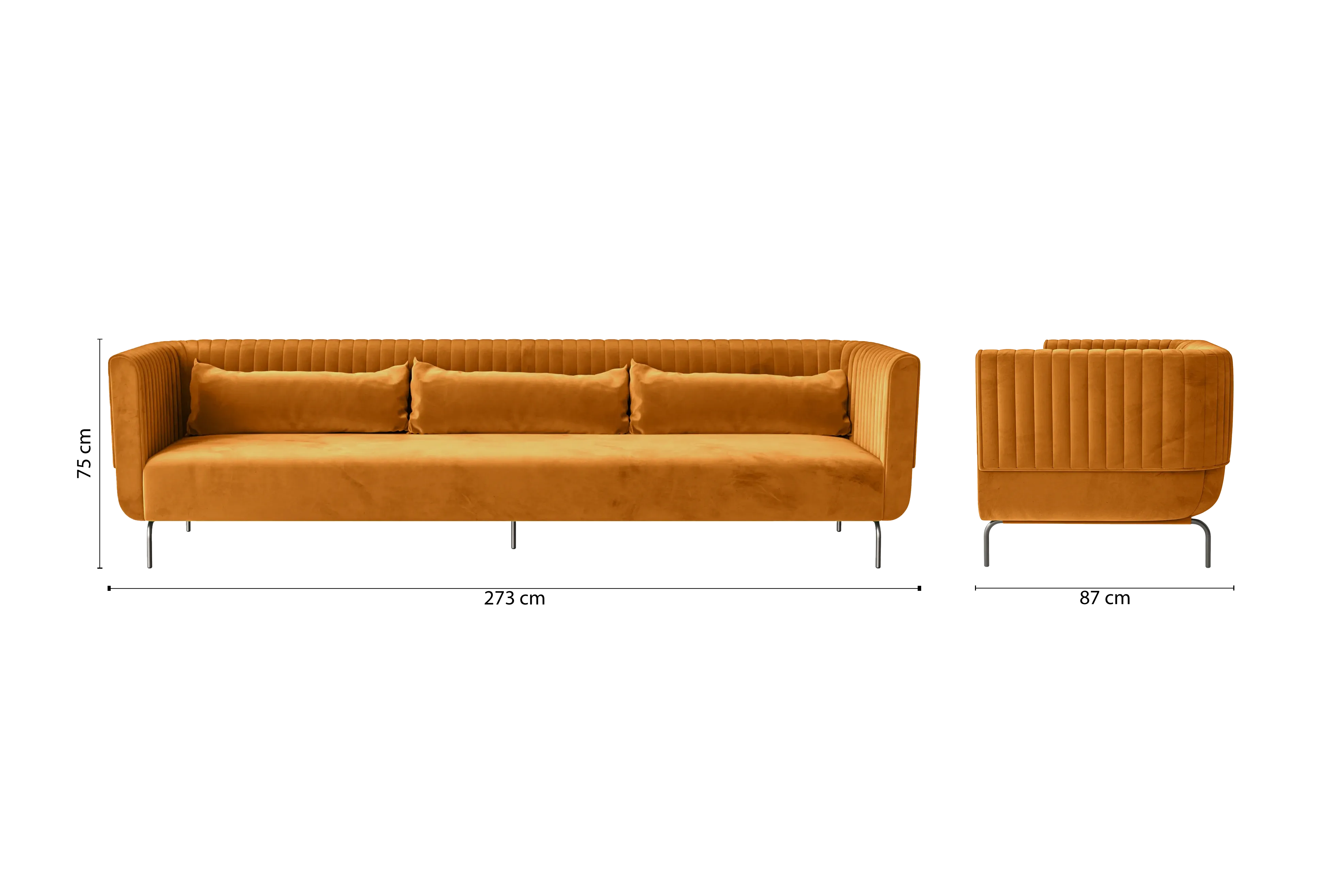 Jackson 4 Seater Sofa Gold Velvet