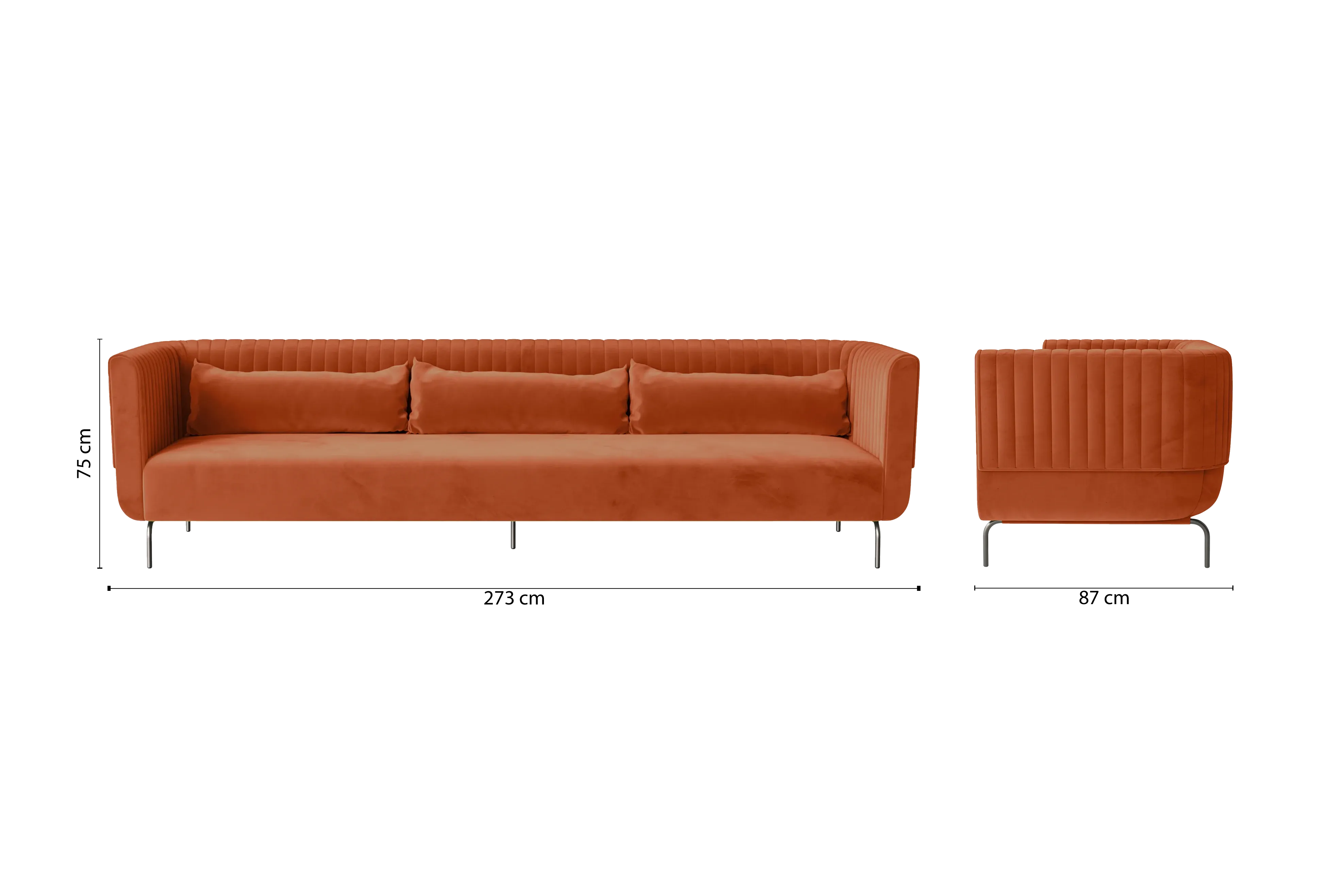 Jackson 4 Seater Sofa Orange Velvet