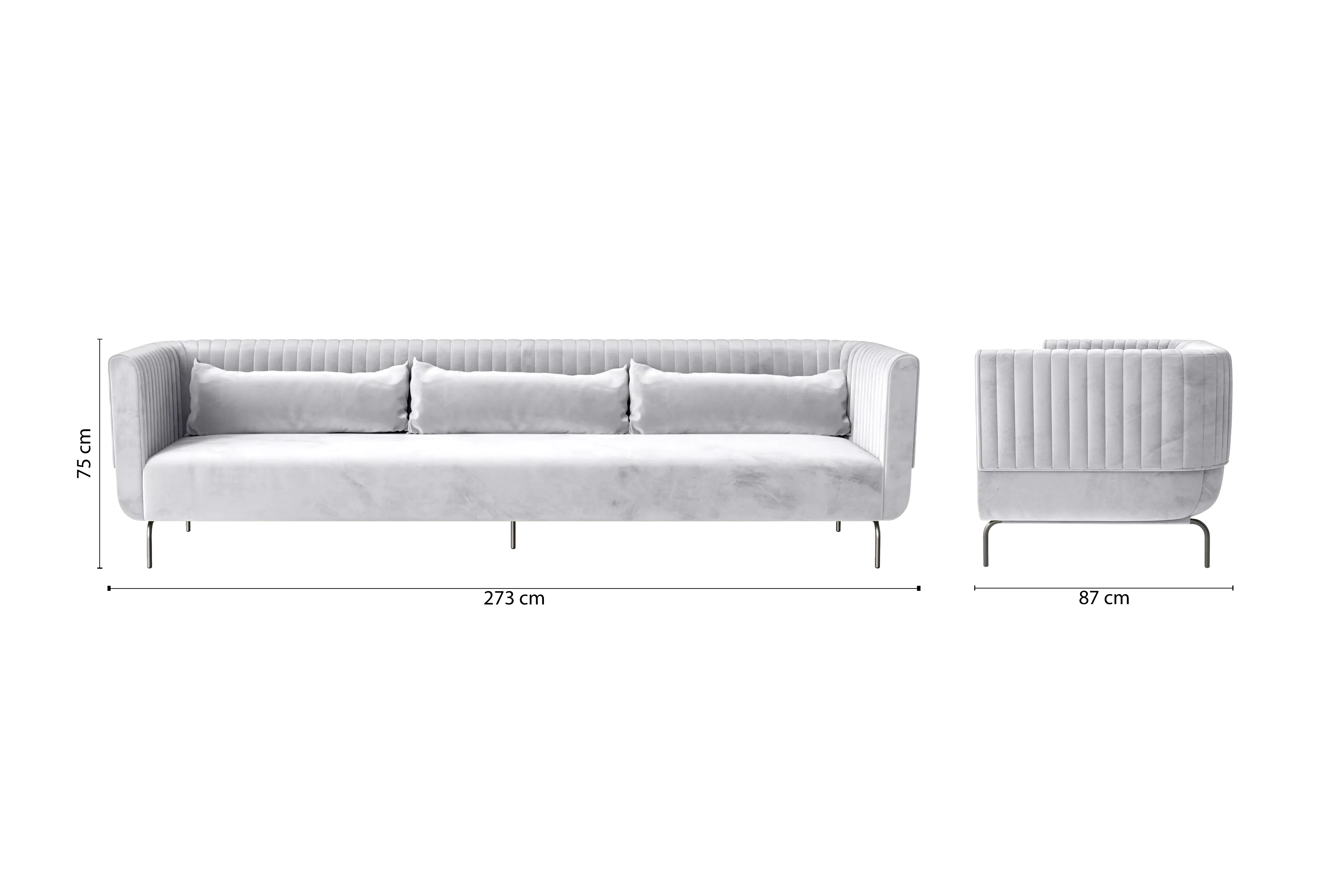 Jackson 4 Seater Sofa Silver Velvet