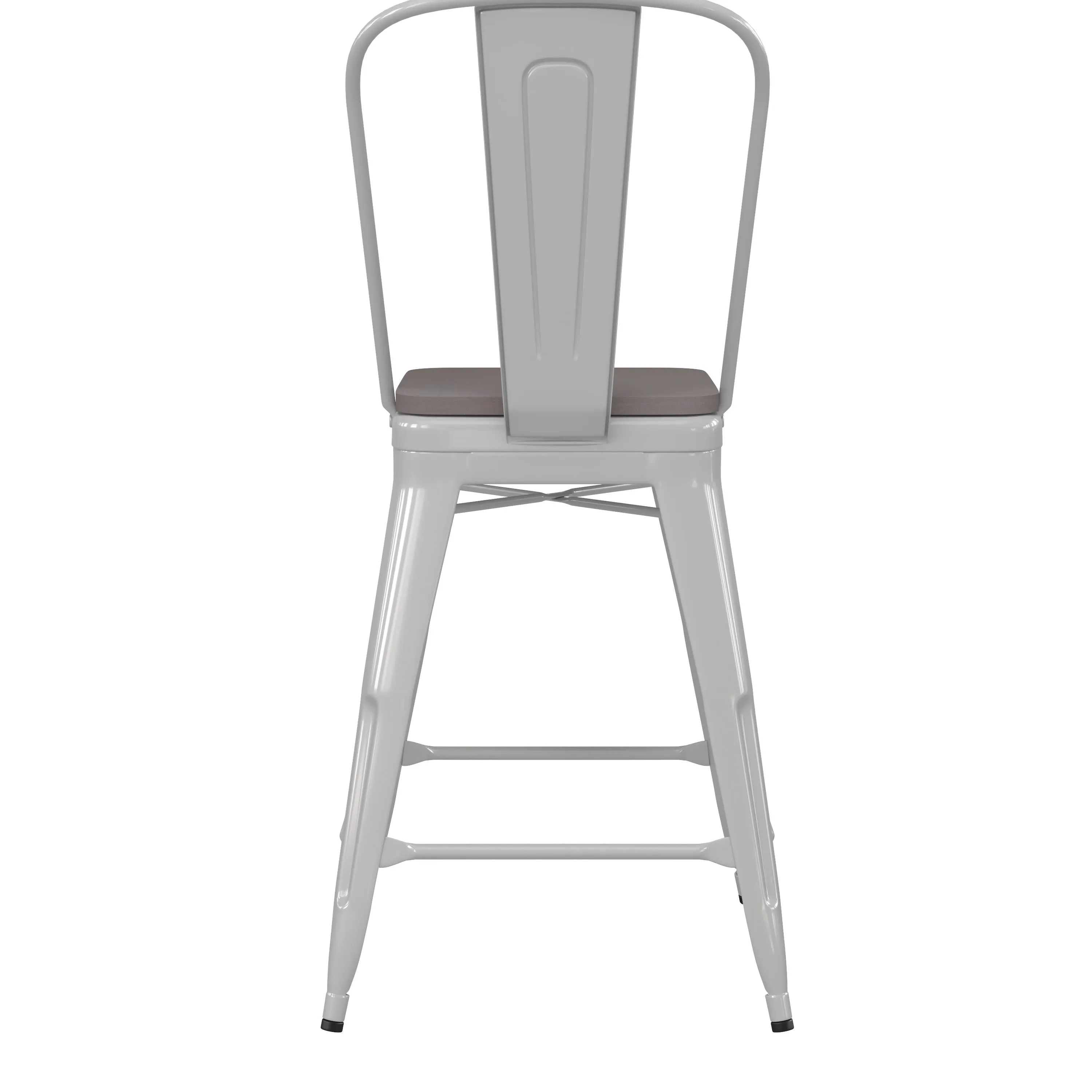 Kai Commercial Grade 24" High Metal Indoor-Outdoor Counter Height Stool with Removable Back and All-Weather Poly Resin Seat