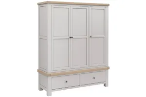 Kilronan - Grey And Oak Triple Wardrobe With 2 Drawers