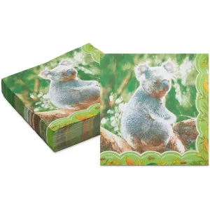 Koala Paper Napkins for Kid's Outback Safari Birthday Party Supplies (6.5 In, 150 Pack)