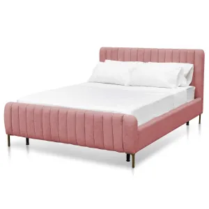 Korey Queen Bed Frame - Blush Peach Velvet - Last One