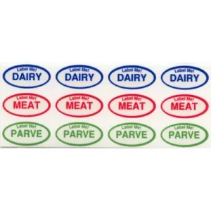 Lable Me - Dairy - Meat - Parve - Set of 24 Clear Waterproof Labels