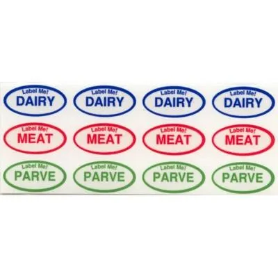 Lable Me - Dairy - Meat - Parve - Set of 24 Clear Waterproof Labels