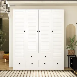 Large Wardrobe Closet Armoire Bedroom Storage Cabinet 4 Doors 5 Drawers