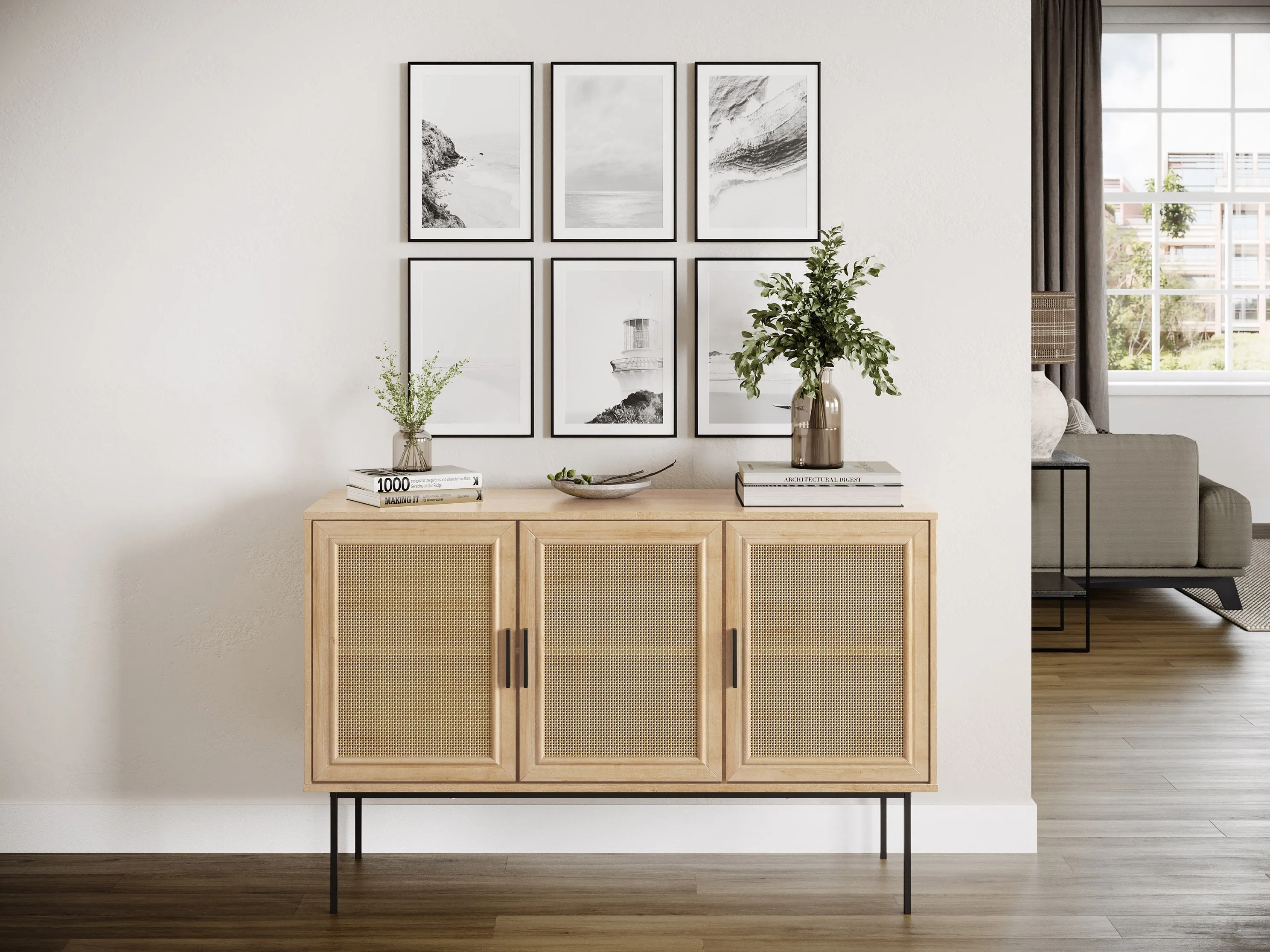 Light Brown Wood Sideboard Buffet