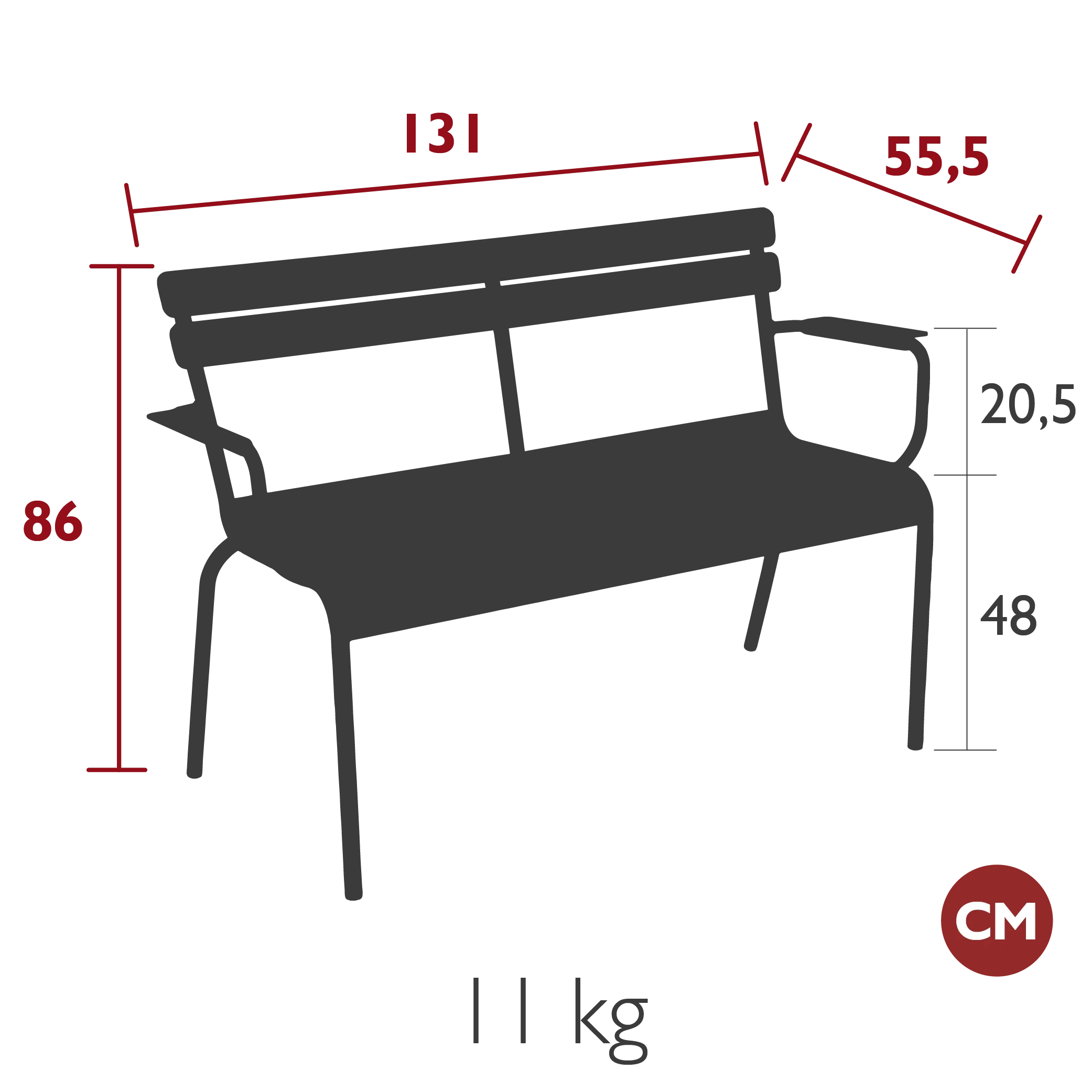 Luxembourg Lounge 2-Seater Bench