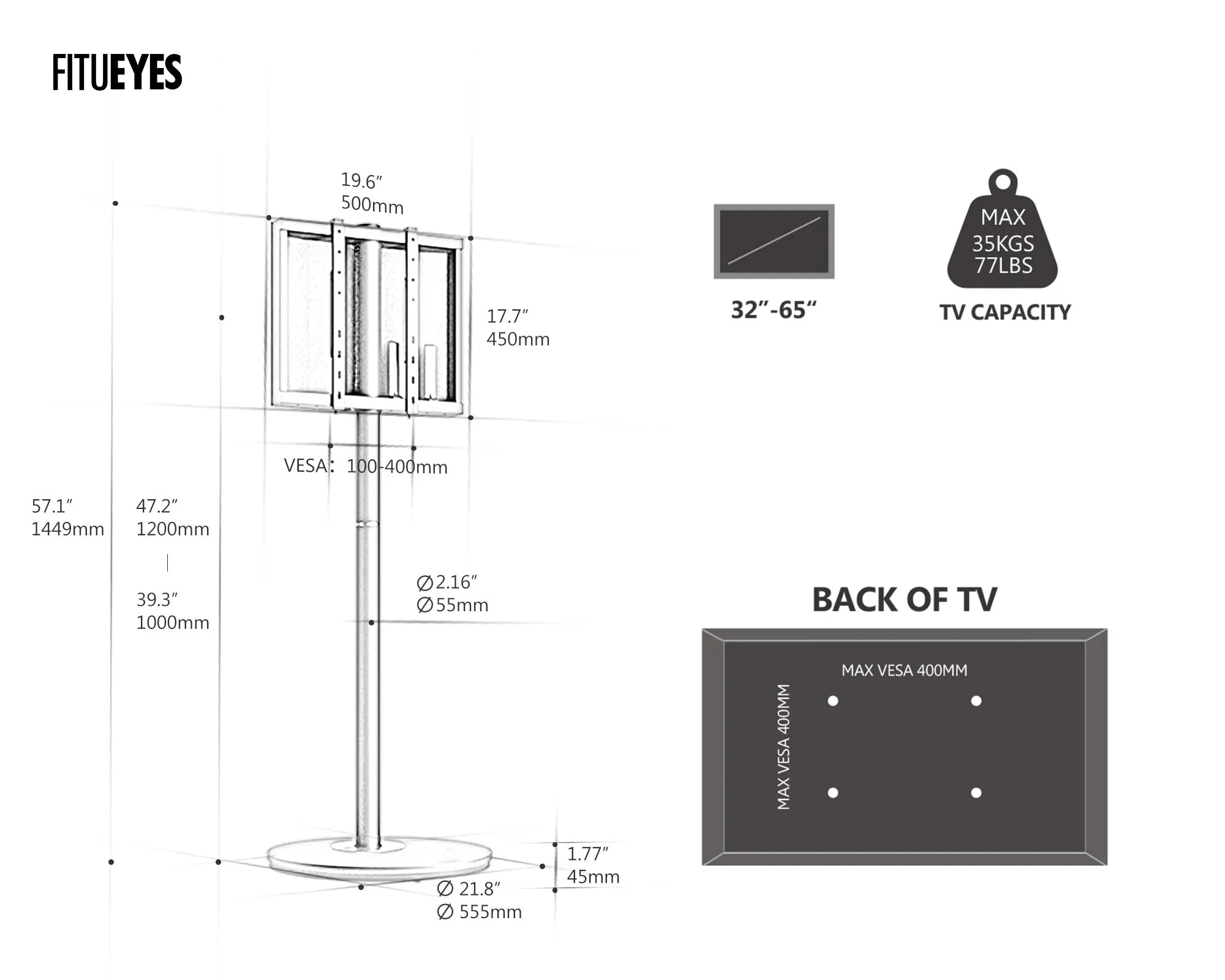 Master V2 FT65 Corner TV Stand