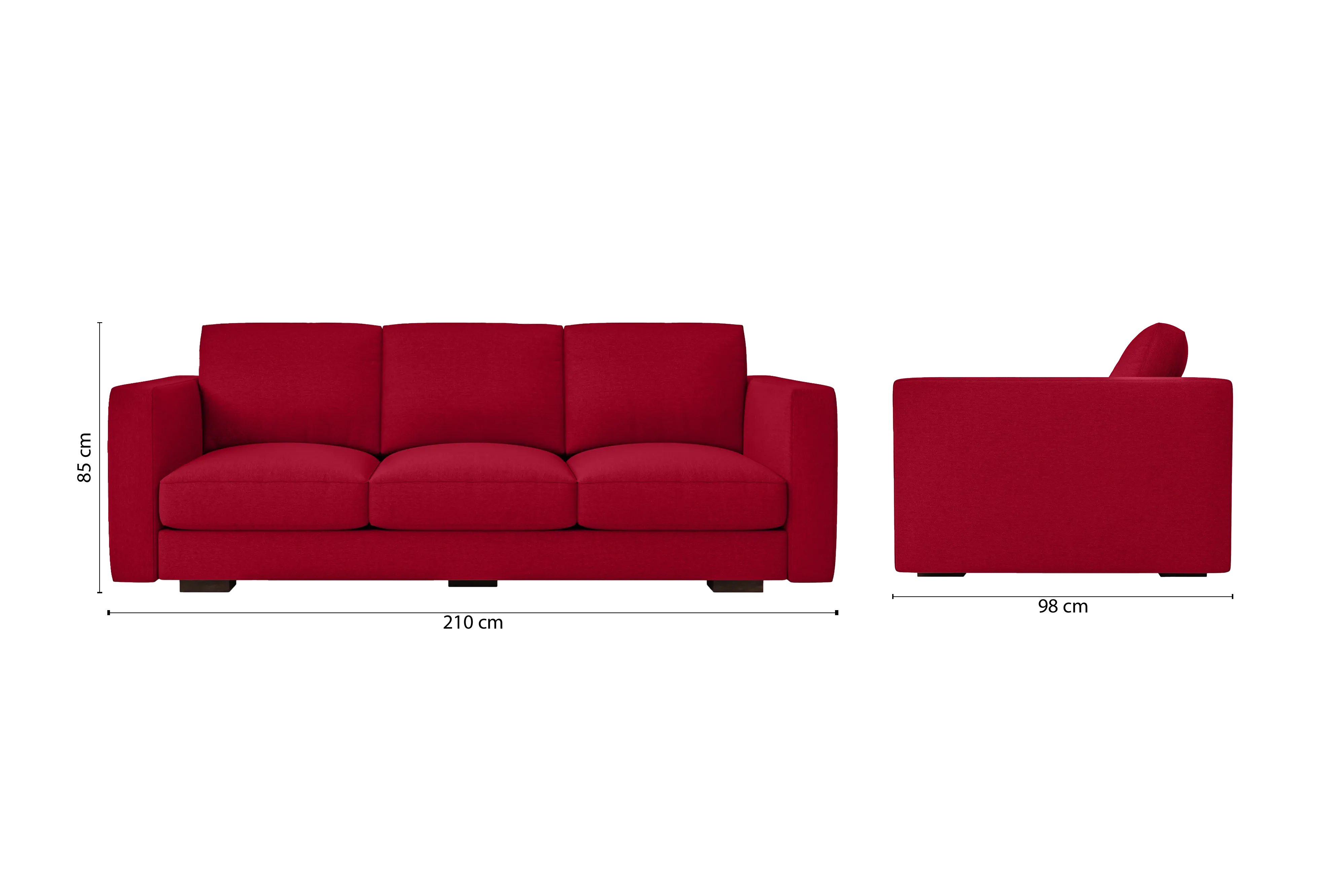 Messina 3 Seater Sofa Red Linen Fabric