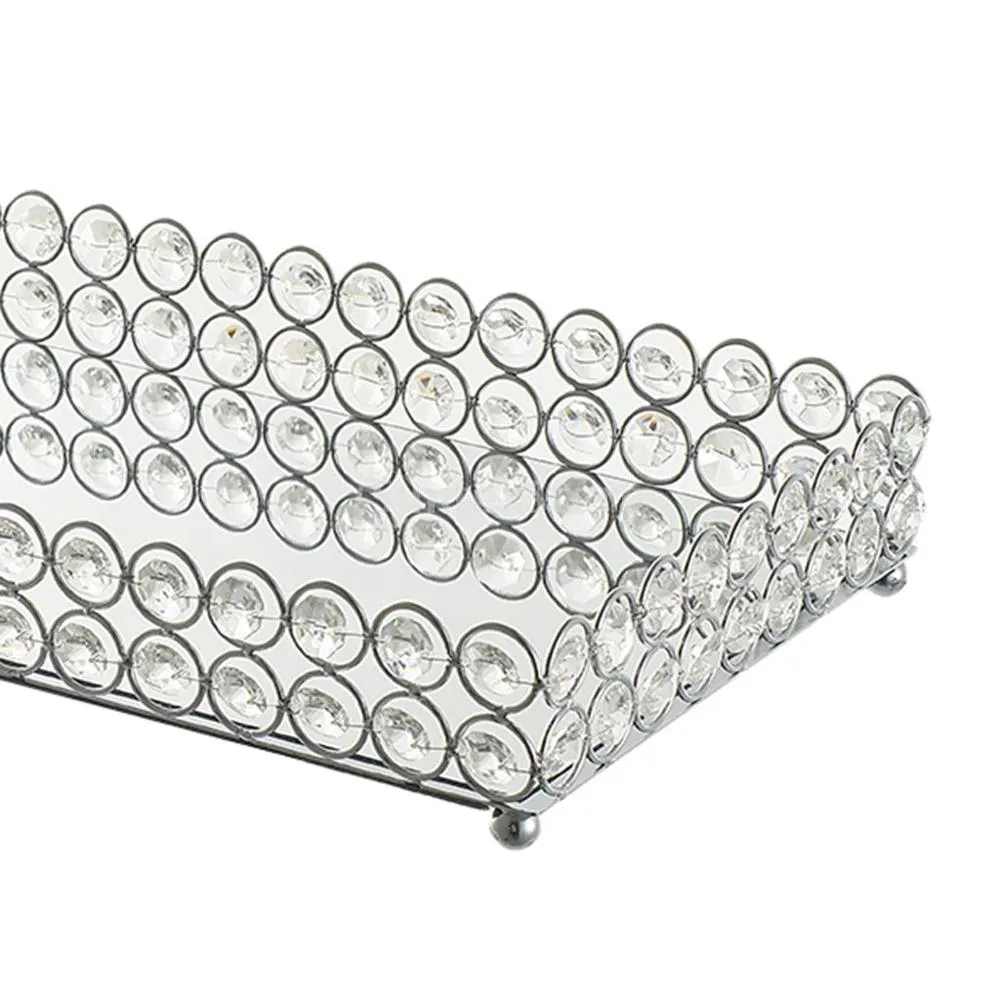 Metal Tray Crystal Storage Tray Cosmetic Storage Mirror Tray Ornaments