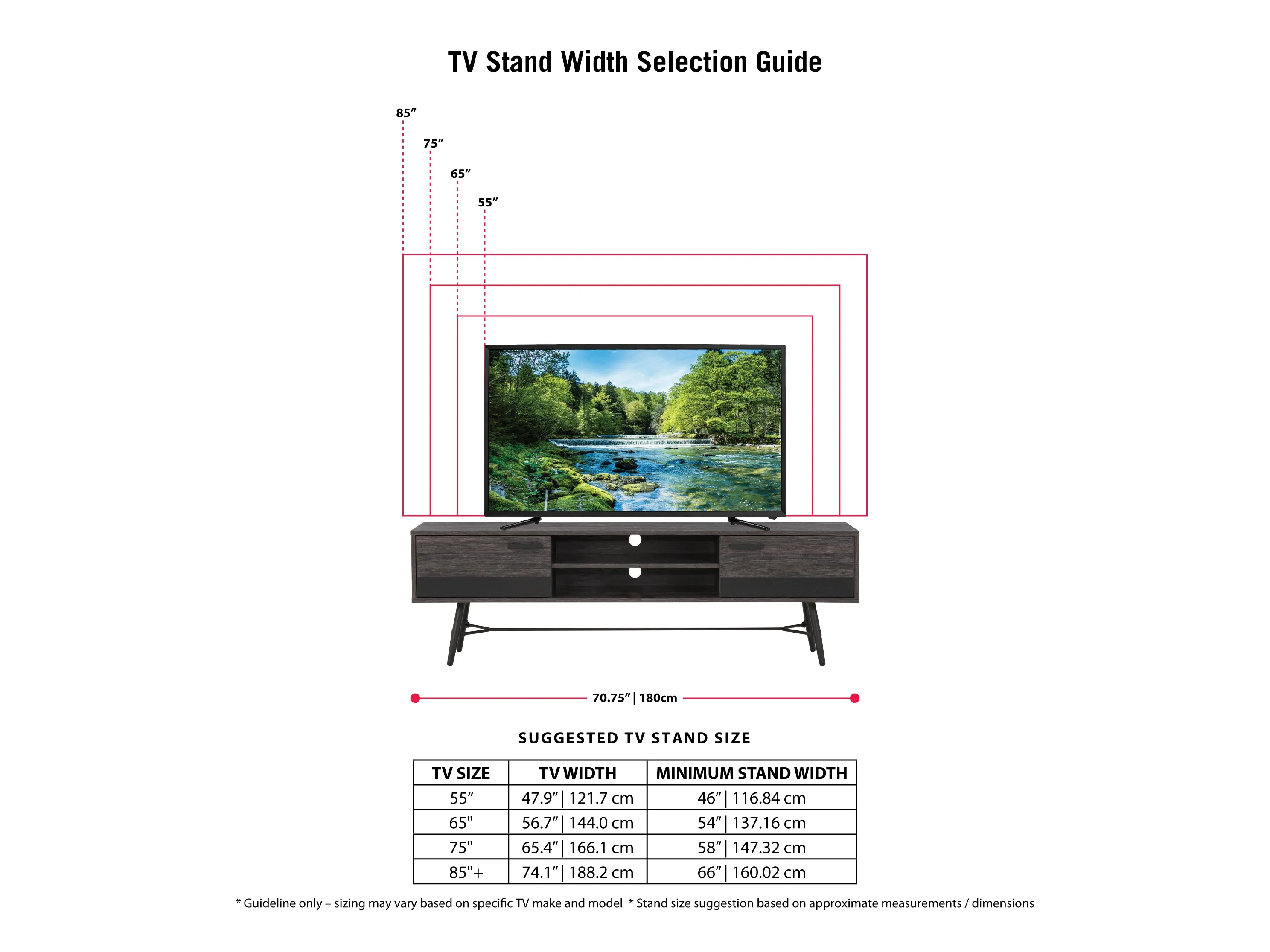 Mid Century Modern TV Stand, TVs up to 85" - Dark Grey