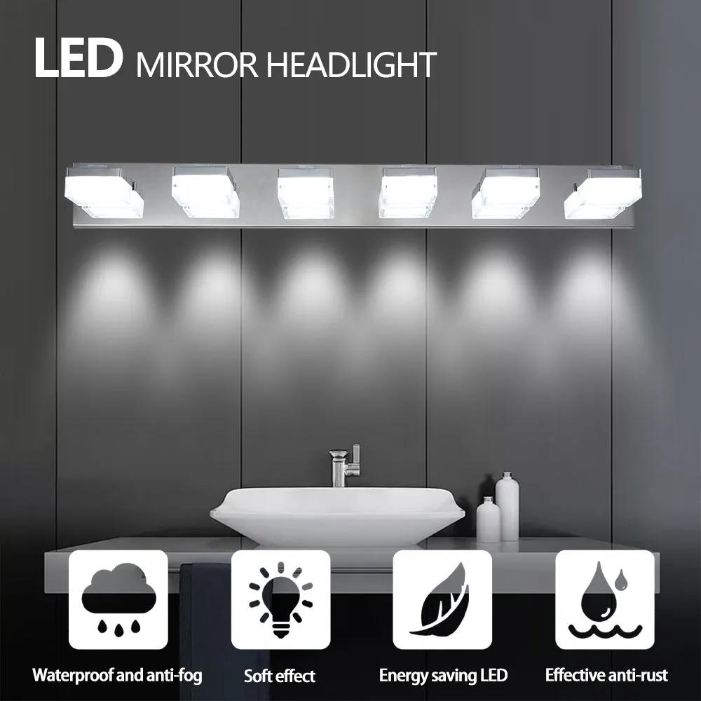 Modern 6-Light Chrome LED Vanity Mirror Light Fixture For Bathrooms And Makeup Tables