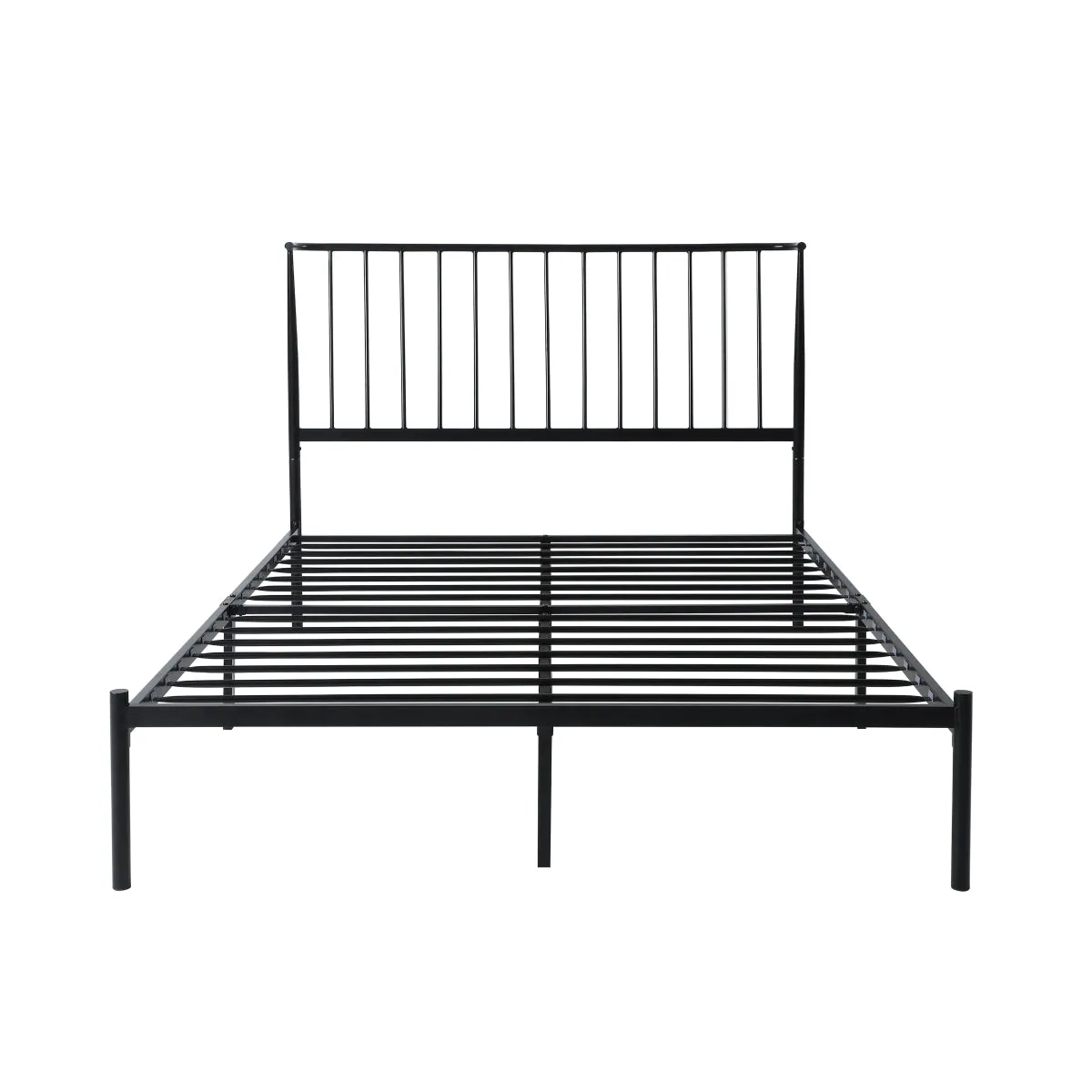 Modern Black Full Platform Bed with Metal Frame - No Box Spring Needed