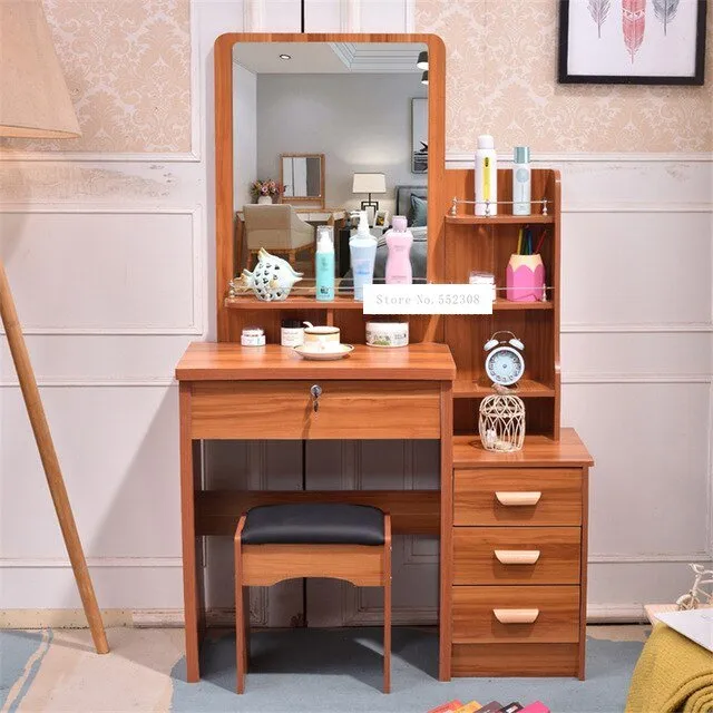 Modern Dresser with Mirror and Lock Stool