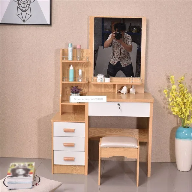 Modern Dresser with Mirror and Lock Stool