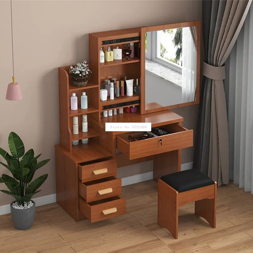 Modern Dresser with Mirror and Lock Stool