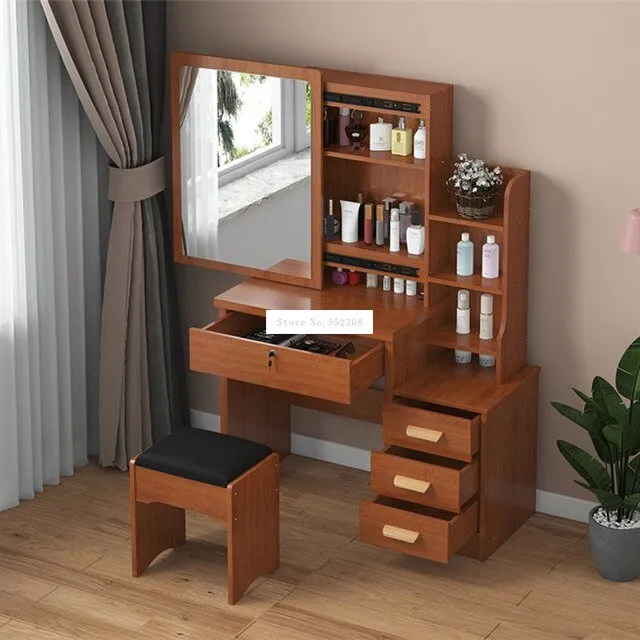 Modern Dresser with Mirror and Lock Stool