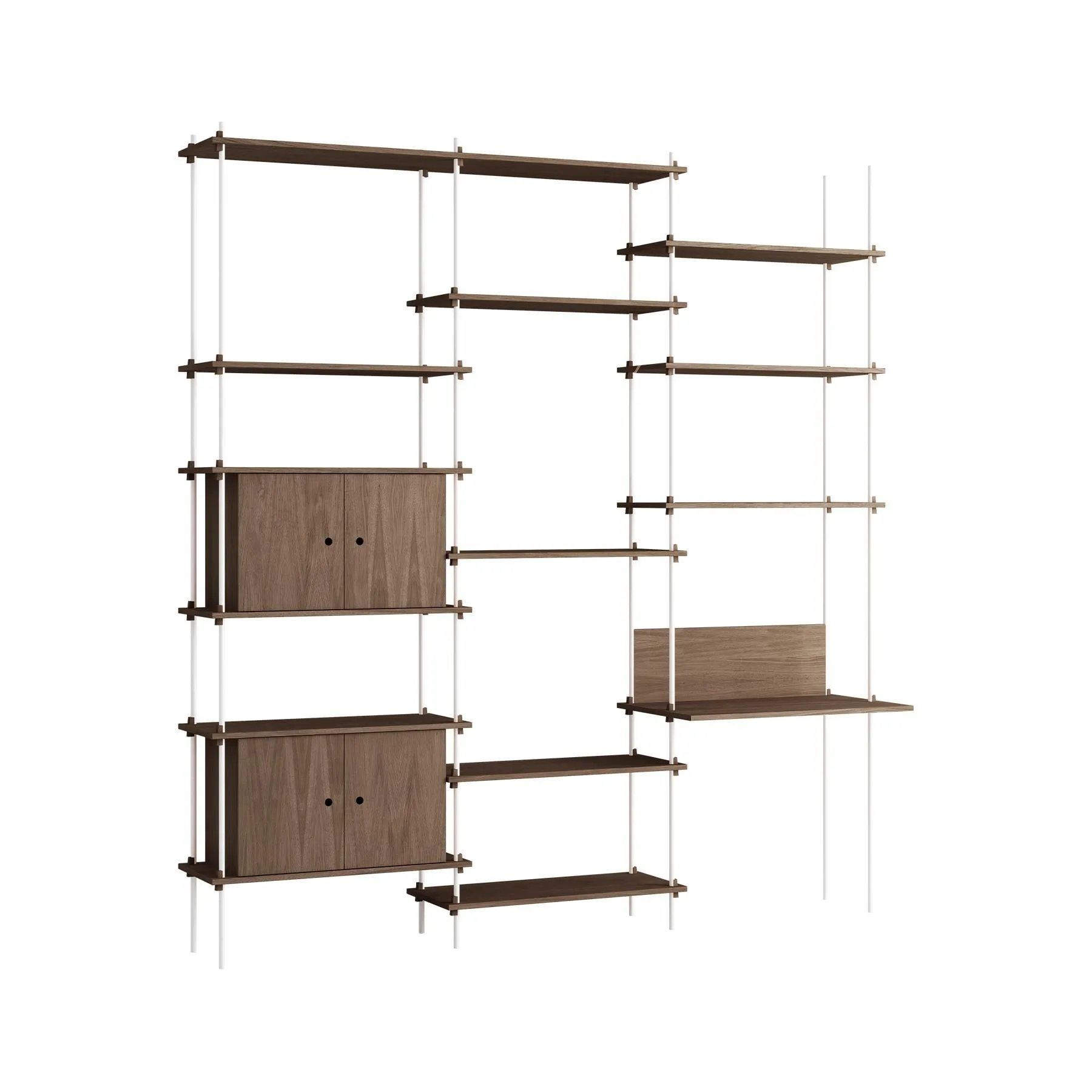 MOEBE triple shelving system, 2 cabinets and desk