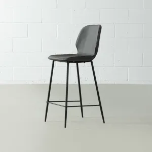 MONROE - Grey Leather Bar Stool (65 cm)