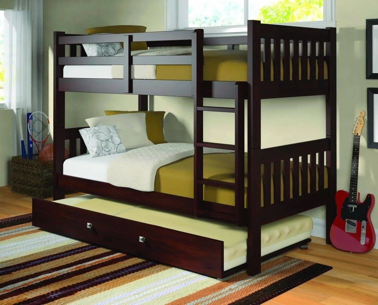 Morgan Cappuccino Bunk Bed with Trundle