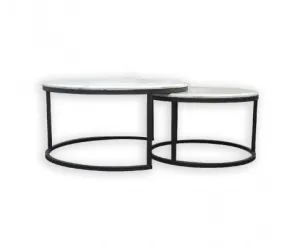 Nesting Style Coffee Table - White on Black - 80cm/60cm