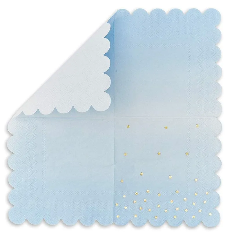 Ombre Cocktail Party Napkins, (5 x 5 in, Blue, 100-Pack)