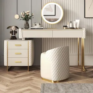 Pacific Dressing Table With Ottoman In Stainless Steel - Gold