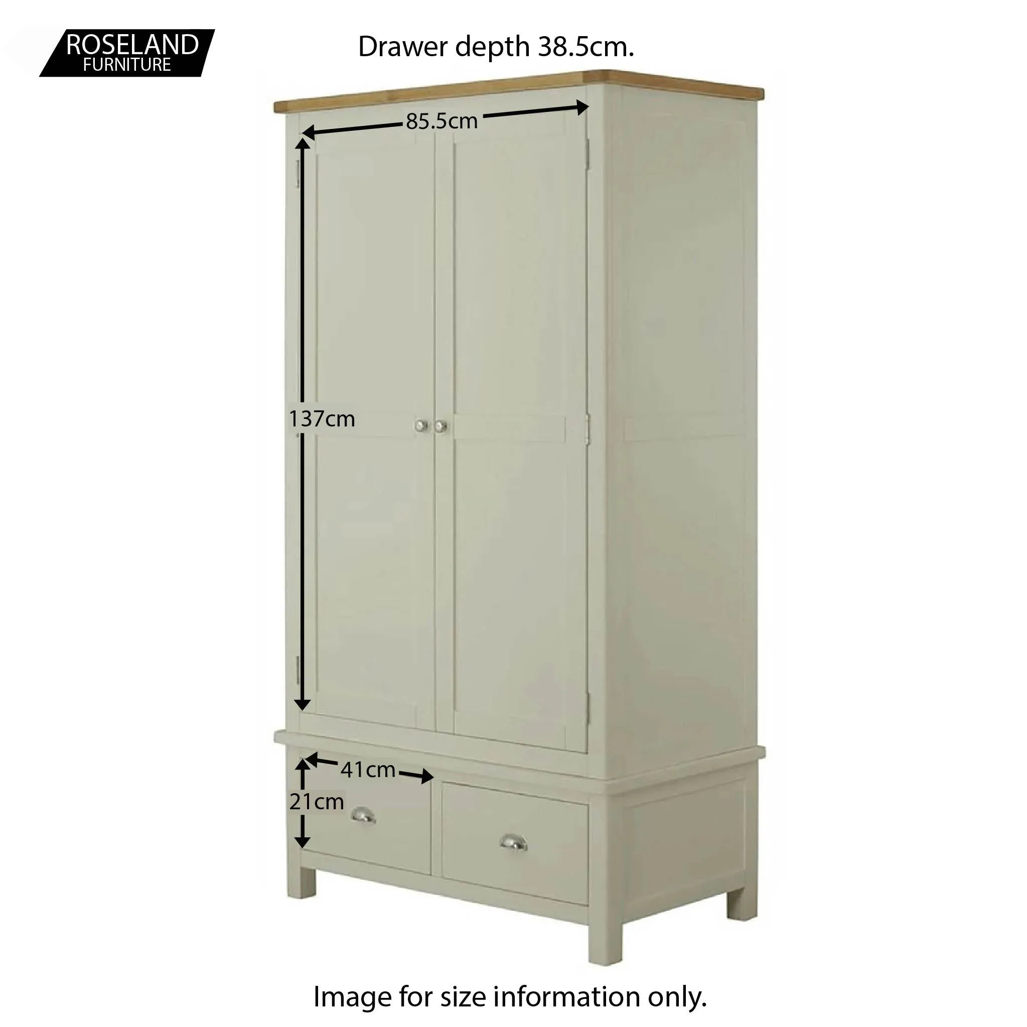 Padstow Grey Double Wardrobe with Drawers