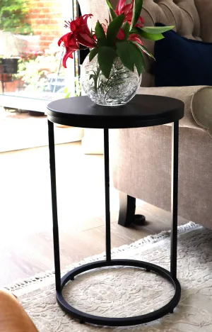 Paloma Round Side Table, Matte Black