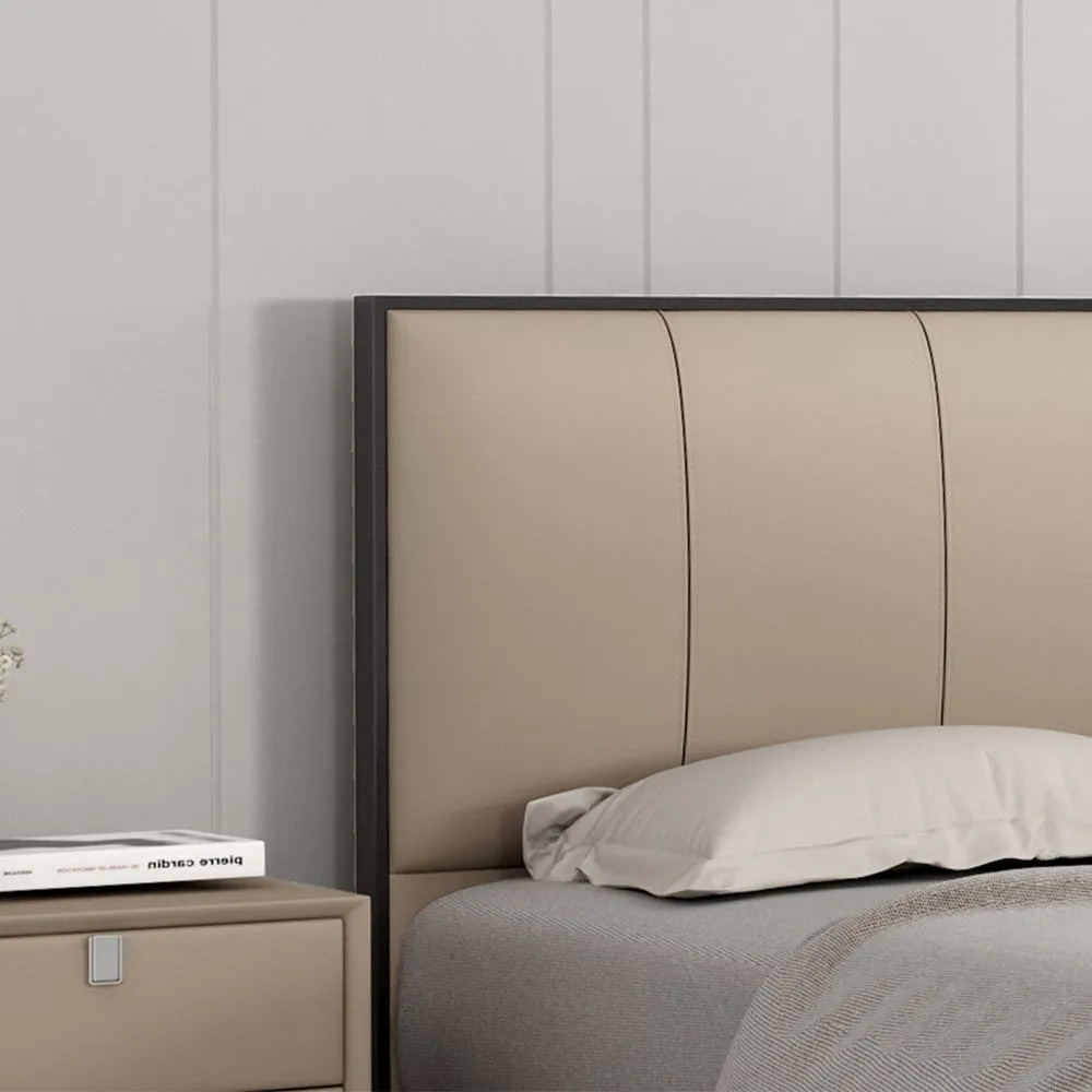 Pasco Upholstered Bed In Beige Leatherette