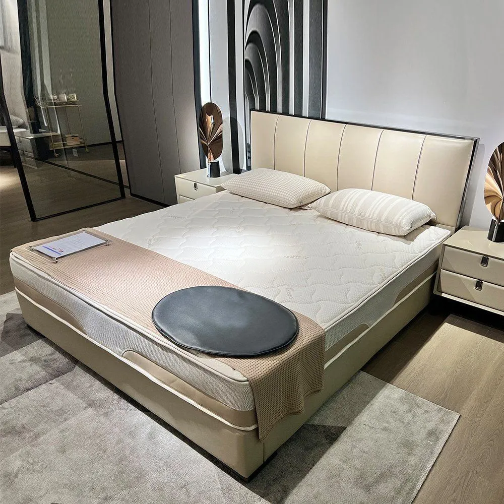 Pasco Upholstered Bed In Beige Leatherette