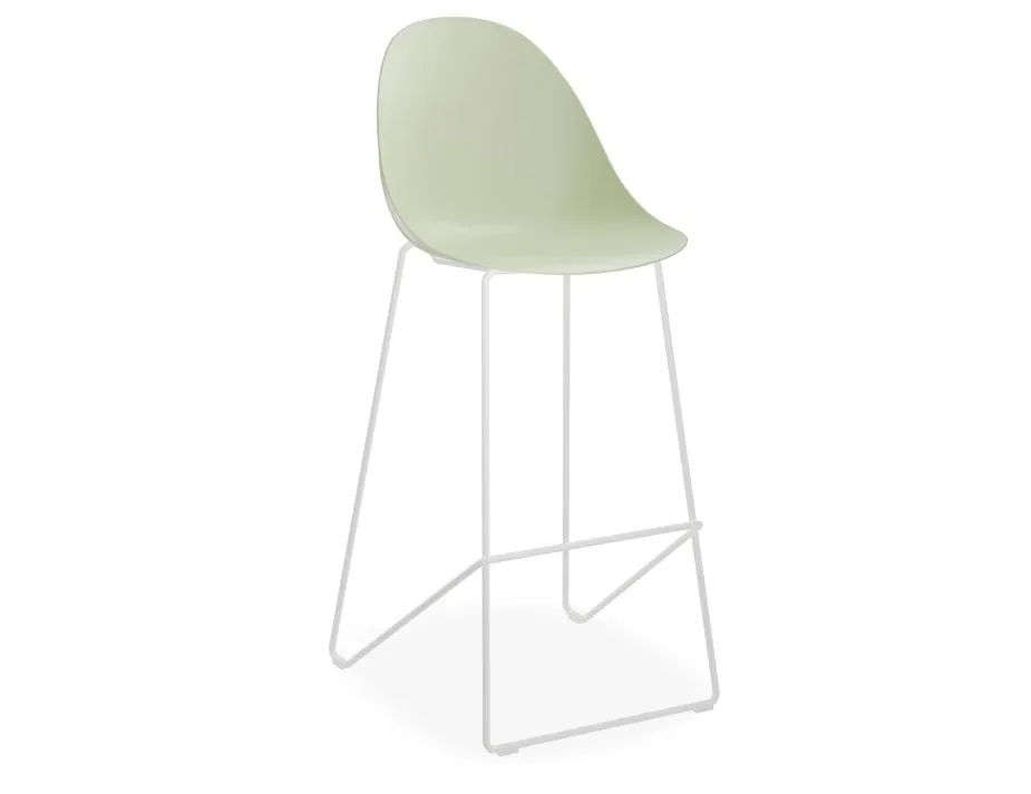 Pebble Mint Green Stool Shell Seat - Bar Stool 75cm Seat - Black Base