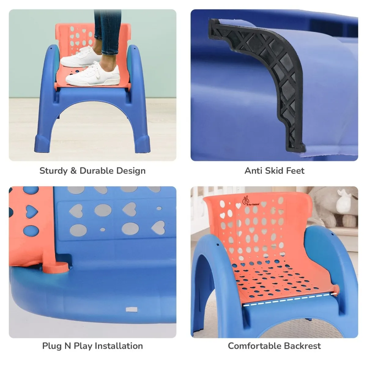 R for Rabbit Jelly Bean 3 In 1 Multi-Functional Kids Chair- Orange Blue