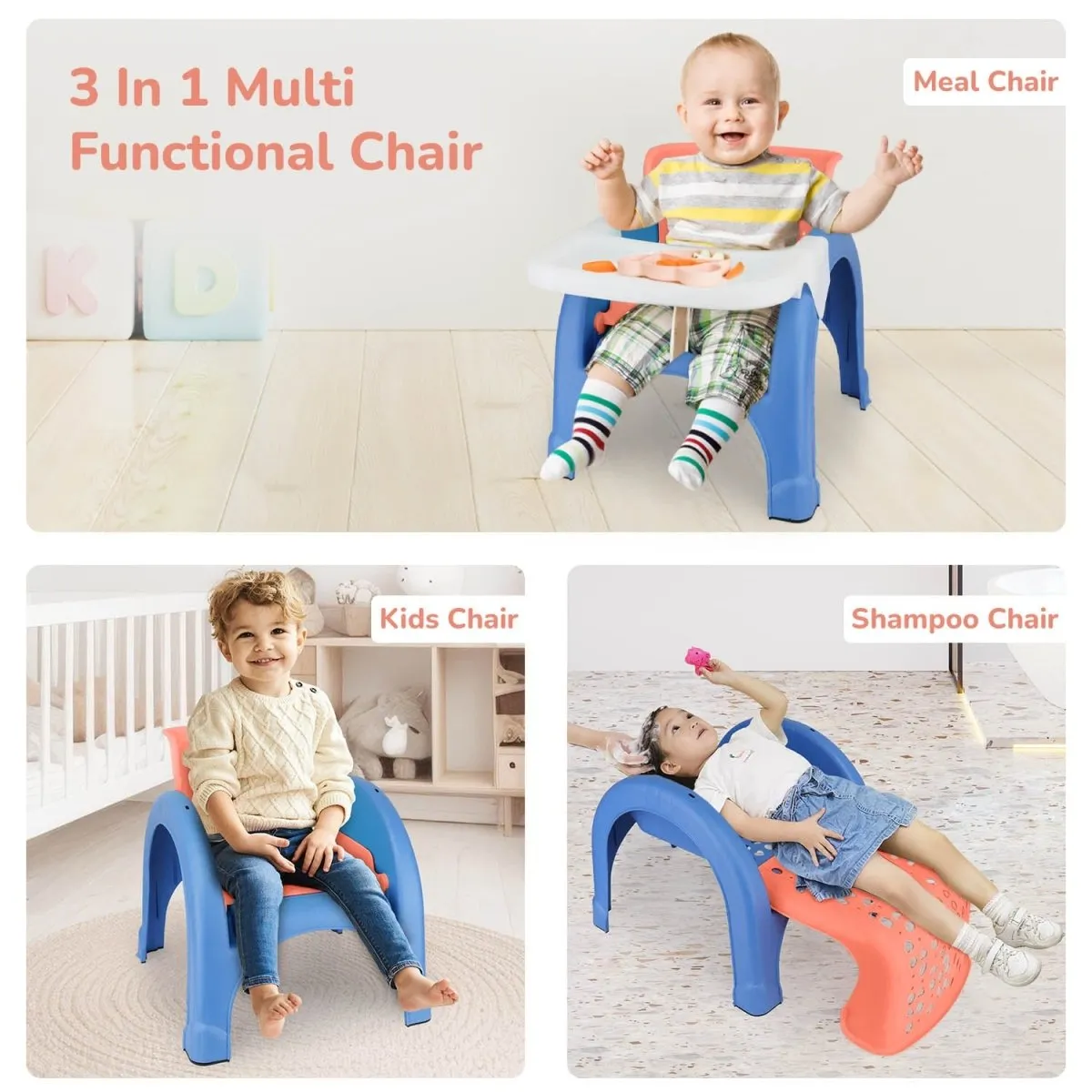 R for Rabbit Jelly Bean 3 In 1 Multi-Functional Kids Chair- Orange Blue