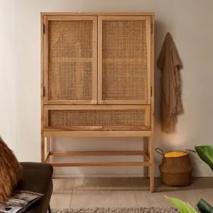 Rattan Solid Wood Wardrobe