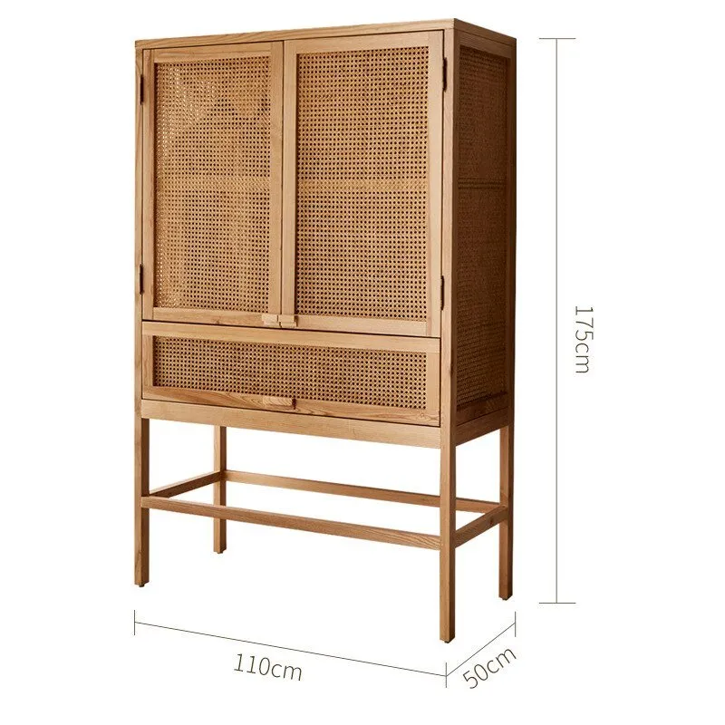 Rattan Solid Wood Wardrobe