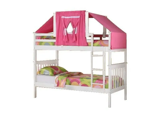 Reagan White Bunk Bed with Pink Tent