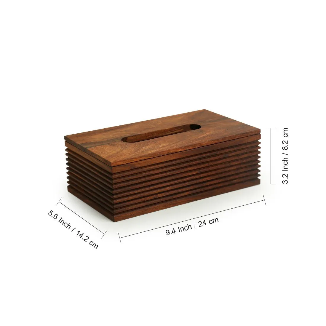 'Ripples of Wood' Handcrafted Tissue Box Holder In Sheesham Wood