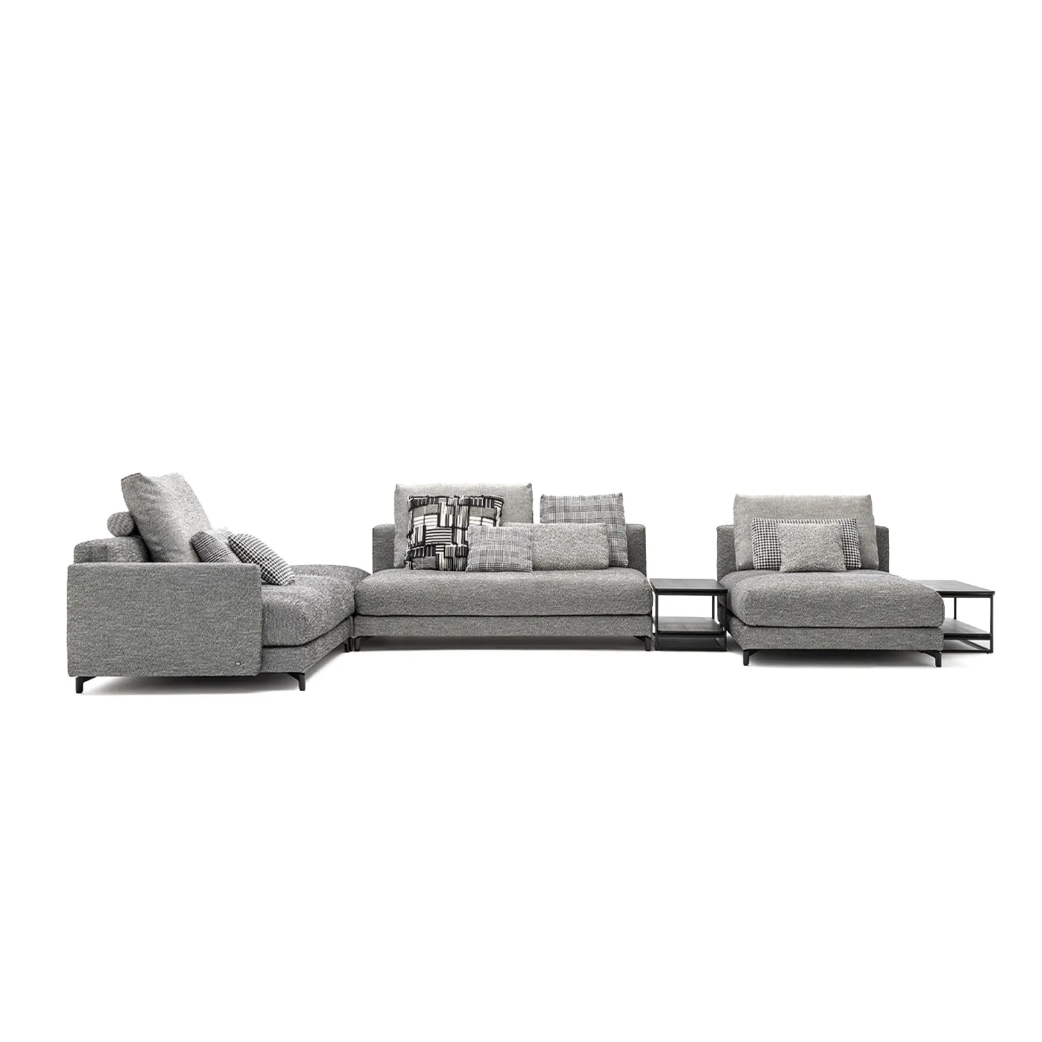 rolf benz | nuvola sofa   footstool | fabric beige grey 26384   marrone metallic legs